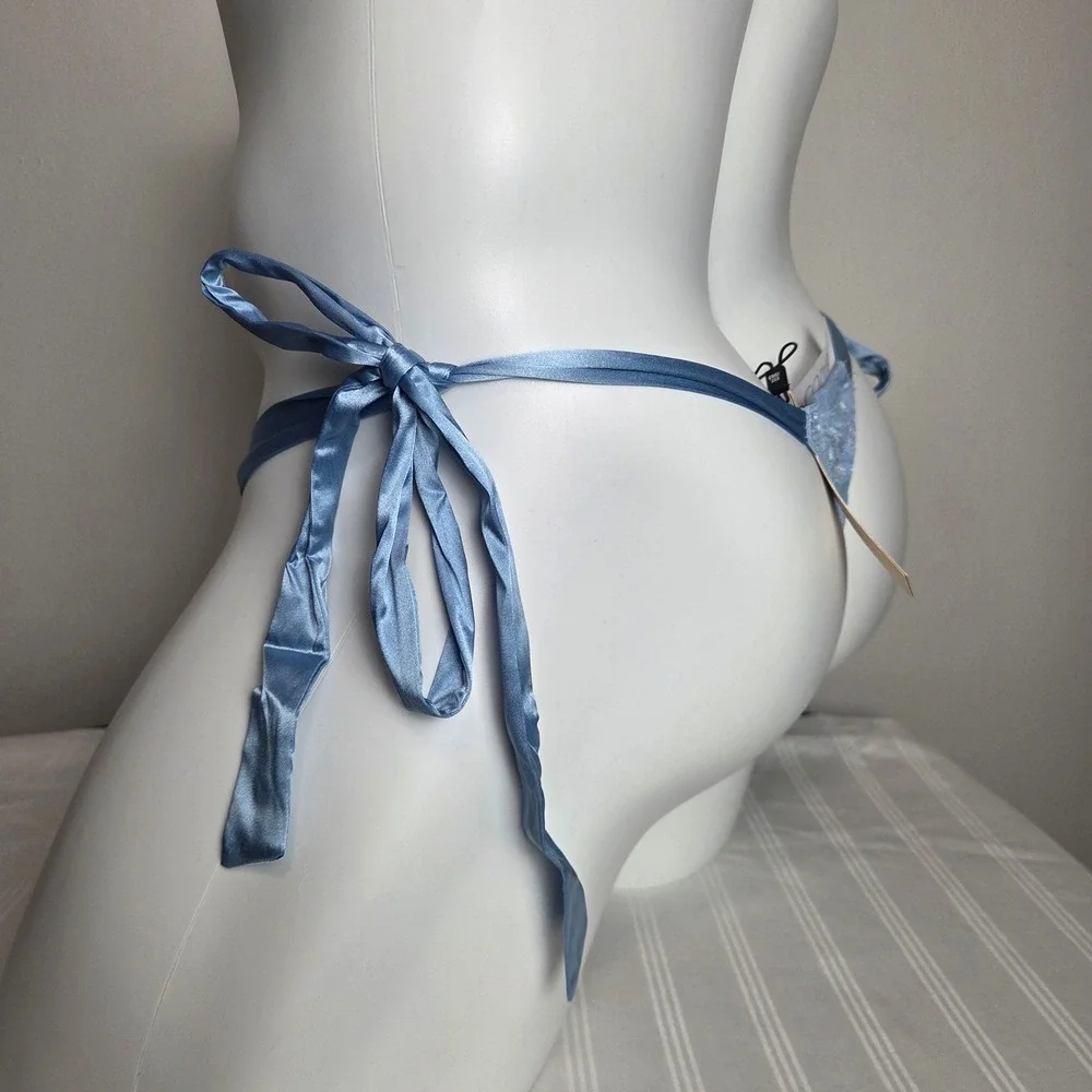 Cosabella Never Say Never Mens Lace Side Tie Thong Light Blue‎ Underwear